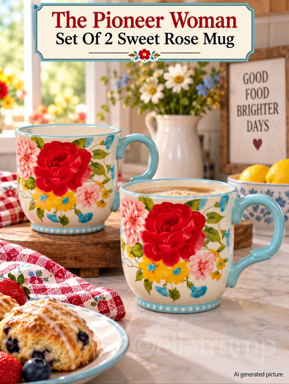 The Pioneer Woman Set Of 2 Sweet Rose Mug